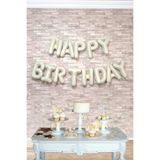 PEKSHOP Retro Krem Happy Birthday Harf Balonlar Retro Doğum Günü Balon Seti