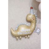 Pekshop Retro Renkler Dinozor Folyo Balon Happy Birthday Yazılı Kukutelalı Dinazor Doğum Günü Balonu - Çok Renkli