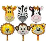 Pekshop Safari Konsept Doğum Günü Hayvan Balonları 6 Lı Set 14" Folyo Balon - Renkli