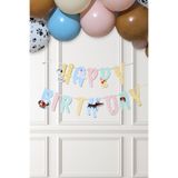 PEKSHOP Sevimli Köpekler Happy Birthday Banner Parti Süsleri İpe Dizili Duvar Süsü