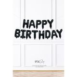 PEKSHOP Siyah Renk Happy Birthday Retro Folyo Balon