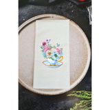 Pekshop Soft Çiçekler Fincanlı Konuşan Peçete Sunum Peçetesi - Beyaz