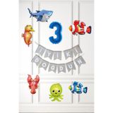 PEKSHOP Su Altı Canlıları Doğum Günü Balon Süsleme Seti Bannerlı Yaş Balonlu Deniz Canlıları Balon Paketi