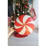 PEKSHOP Yılbaşı Kırmızı Gold Şeker Balon - Yuvarlak Yılbaşı Süsü Folyo Balon