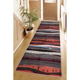 Pelangi Ağaç Desenli Dijital Baskı Yıkanabilir Kaymaz Taban Etnik Kilim Desen Salon Halısı ve Yolluk, Mor-Gri-Kiremit 100 x 250, 955412111002507