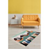 Pelangi Ağaç Doğa Desenli Tablo Halı Dijital Baskı Yıkanabilir Kaymaz Taban Modern Salon Halı Ve Yolluk, Su Yeşili 80 x 200