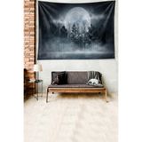 Pelangi Alacakaranlık Orman Ay Desen Leke Tutmaz Kadife Dokulu Kumaş Duvar Örtüsü Duvar Halısı Tapestry WLL076, 35 x 50