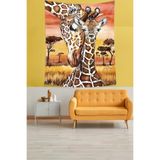 Pelangi Anne Zürafa Ve Yavrusu Leke Tutmaz Kumaş Duvar Örtüsü Duvar Halısı Tapestry PNTR082, 35 x 50