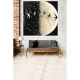 Pelangi Ayda Uçan Kuşlar Desenli Leke Tutmaz Kadife Dokulu Kumaş Duvar Örtüsü Duvar Halısı Tapestry WLL103, 100 x 100