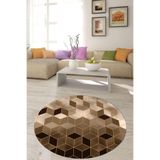 Pelangi Balpeteği Geometrik Desenli Etnik Dijital Baskı Yıkanabilir Kaymaz Taban Salon Halı Ve Yollu, Açık-Koyu Kahverengi 160 x 160