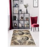 Pelangi Bej Dijital Baskı Yıkanabilir Kaymaz Taban Halı ve Yolluk, Bej 80 x 150