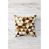 Pelangi Bej Kahverengi Geometrik Desen Çift Tarafı Baskı Gizli Fermuarlı Yastık Kılıfı Kırlent Yastık Kılıf - 45 x 45 cm
