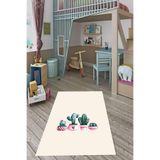Pelangi Bej Kaktüs Saksı Desenli Halı, Bej 80 x 150