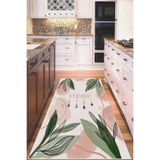 Pelangi Bej Kitchen Yazılı Yıkanabilir Kaymaz Taban Leke Tutmaz Modern Mutfak Halısı Ve Yolluk, Yeşil-Koyu Bej 40 x 40