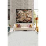 Pelangi Bej Kubbe Işlemesi Leke Tutmaz Kadife Kumaş Duvar Örtüsü Duvar Halısı Tapestry KWLL346, 35 x 50