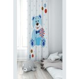 Pelangi Beyaz Ayıcık Desenli Dijital Baskı Yıkanabilir Bebek Çocuk Odası Fon Perdesi, beyaz 140 x 200