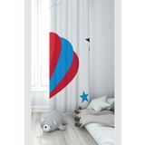 Pelangi Beyaz Balon Ve Yıldız Desenli Dijital Baskı Yıkanabilir Bebek Çocuk Odası Fon Perdesi, bayaz-mavi-kırmızı 140 x 200