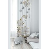 Pelangi Beyaz Çicek Desenli Dijital Baskı Yıkanabilir Bebek Çocuk Odası Fon Perdesi, beyaz 70 x 270