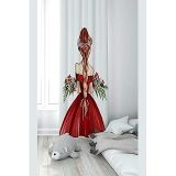 Pelangi Beyaz Fon Kırmızı Elbiseli Kız Desenli Dijital Baskı Yıkanabilir Bebek Çocuk Odası Fon Perdesi, beyaz-kırmızı 70 x 270