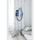 Pelangi Beyaz Fon Unicorn Desenli Dijital Baskı Yıkanabilir Bebek Çocuk Odası Fon Perdesi, beyaz-mavi 140 x 270