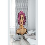 Pelangi Beyaz Fonlu Genn Kız Desenli Dijital Baskı Yıkanabilir Bebek Çocuk Odası Fon Perdesi, puantiye 70 x 240