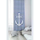 Pelangi Beyaz Mavi Çapa Desenli Dijital Baskı Yıkanabilir Bebek Çocuk Odası Fon Perdesi, indigo mavi-beyaz 70 x 200