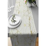 Pelangi Beyaz Mermer Desenli Leke Tutmaz Kumaş Salon Mutfak Masa Değişik Ranır Modelleri Runner, Beyaz Gold 40 x 140
