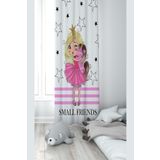 Pelangi Beyaz Prensen Ve Unicorn Desenli Dijital Baskı Yıkanabilir Bebek Çocuk Odası Fon Perdesi, pembe-beyaz 70 x 200