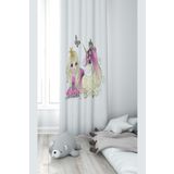 Pelangi Beyaz Unicorn Ve Prensen Fon Desenli Dijital Baskı Yıkanabilir Bebek Çocuk Odası Fon Perdesi, pembe-beyaz 70 x 270