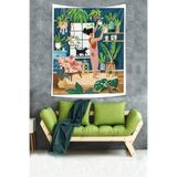 Pelangi Bohem İskandinav Dekor Çiçekleri Sulayan Kız Leke Tutmaz Kumaş Duvar Örtüsü Duvar Halısı Tapestry PNTR009, 35 x 50