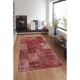 Pelangi Bordo Patchwork Kırkyama Desenli Yıkanabilir Kaymaz Taban Leke Tutmaz Modern Salon Halısı Ve Yolluk, Bordo-Kırmızı 120 x 160, 74571063120160728