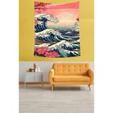 Pelangi Büyük Dalgalar Leke Tutmaz Kumaş Duvar Örtüsü Duvar Halısı Tapestry PNTR353, 35 x 50