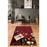 Pelangi Çam Ağacı Süsleri Hediye Desen Yıkanabilir Kaymaz Taban Leke Tutmaz Modern Salon Halısı Ve Yolluk, Bordo 80 x 150