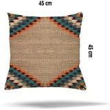 Pelangi Çiçek Kaz Ayağı Kuştüyü Desen Gizli Fermuarlı Yastık Kılıfı Kırlent Kılıfı Koltuk Yastık Kılıfı, Kahverengi 45 x 45