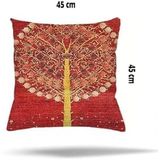 Pelangi Çiçek Kaz Ayağı Kuştüyü Desenli Gizli Fermuarlı Yastık Kılıfı Kırlent Kılıfı Koltuk Yastık Kılıfı, Bej-Kiremit 45 x 45