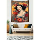 Pelangi Çiçekler Ve Kadın Leke Tutmaz Kumaş Duvar Örtüsü Duvar Halısı Tapestry PNTR403, 140 x 140