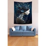 Pelangi Çiçekli Japon Kız Leke Tutmaz Kumaş Duvar Örtüsü Duvar Halısı Tapestry PNTR329, 100 x 140