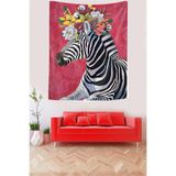 Pelangi Çiçekli Zebra Leke Tutmaz Kumaş Duvar Örtüsü Duvar Halısı Tapestry PNTR100, 70 x 100