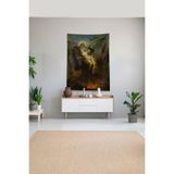 Pelangi Çok Renkli Meleklerin Savaşı Leke Tutmaz Kadife Kumaş Duvar Örtüsü Duvar Halısı Tapestry DWLL420, 100 x 140