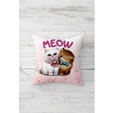 Pelangi Cute Cat Sevimli Kedili Çift Tarafı Baskı Gizli Fermuar Genç Kız Kırlent Koltuk Yastık Kılıfı, beyaz-fuşya 45 x 45, 2469108045451
