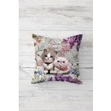 Pelangi Cute Cat Sevimli Kedili Çift Tarafı Baskı Gizli Fermuar Genç Kız Kırlent Koltuk Yastık Kılıfı, karışık renkli 45 x 45, 2469108245451