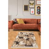 Pelangi Dana Derisi Desen Dijital Baskı Yıkanabilir Kaymaz Taban Modern Salon Halısı Ve Yolluk (kahve), Kahve 40 x 40