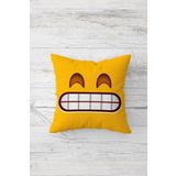 Pelangi Diş Sıkan Emoji Çift Tarafı Baskılı Gizli Fermuarlı Yastık Kılıfı Kırlent Koltuk Yastık Kılıfı, sarı-beyaz 45 x 45, 2469133245451