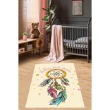 Pelangi Dream Catcher Rüya Kapanı Desenli Dijital Baskılı Kaymaz Taban Yıkanabilir Etnik Çocuk Odası Halısı, Bej 60 x 200
