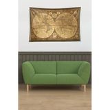 Pelangi Dünya Haritası Desen Leke Tutmaz Kadife Dokulu Kumaş Duvar Örtüsü Duvar Halısı Tapestry WLL337, 140 x 140