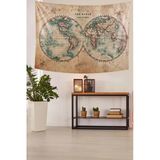 Pelangi Dünya Haritası Leke Tutmaz Kadife Dokulu Kumaş Duvar Örtüsü Duvar Halısı Tapestry WLL186, 70 x 100