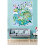 Pelangi Dünyadaki Çiçekler Ve Kelebekler Temalı Leke Tutmaz Kumaş Duvar Örtüsü Duvar Halısı Tapestry PNTR022, 35 x 50