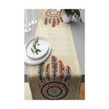 Pelangi Düşkapanı Desenli Leke Tutmaz Kumaş Salon Mutfak Masa Değişik Ranır Modelleri Bej-Turuncu 40 x 140 - 0,5 x 9 cm - 001-Renkli