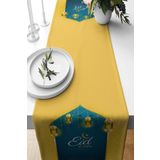 Pelangi Edi Al Adha Düz Ramazan Temalı Leke Tutmaz Kumaş Salon Mutfak Masa Değişik Ranır Modelleri Runner, Sarı-Yeşil 40 x 140