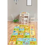 Pelangi English Alphabet Yıkanabilir Kaymaz Taban Leke Tutmaz Çocuk Odası Halısı, Turuncu-Yeşil-Mavi 80 x 350